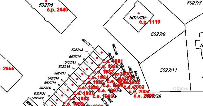 Jihlava 1981 na parcele st. 5027/12 v KÚ Jihlava, Katastrální mapa