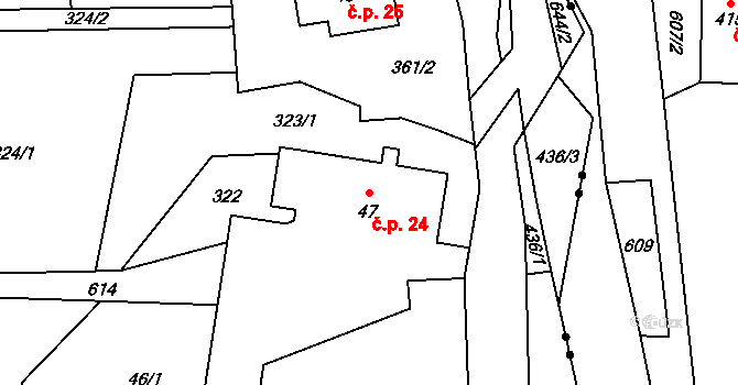 Rudíkovy 24, Třemešná na parcele st. 47 v KÚ Rudíkovy, Katastrální mapa