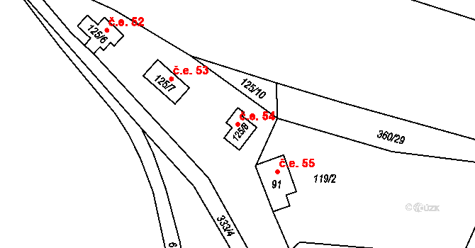 Štěnkov 54, Třebechovice pod Orebem na parcele st. 125/8 v KÚ Štěnkov, Katastrální mapa