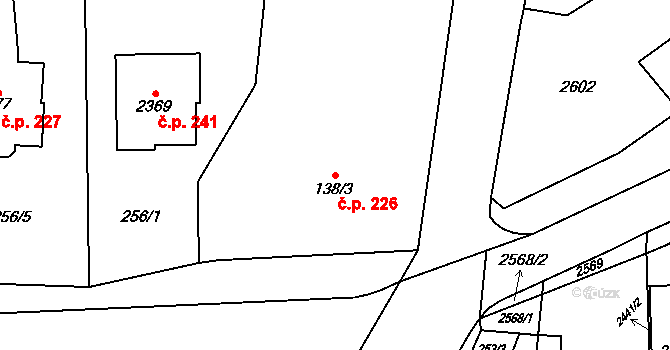 Uničov 226 na parcele st. 138/3 v KÚ Uničov, Katastrální mapa