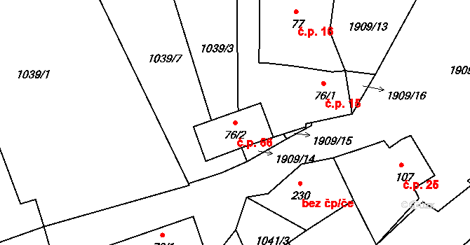 Třísov 66, Holubov na parcele st. 76/2 v KÚ Třísov, Katastrální mapa