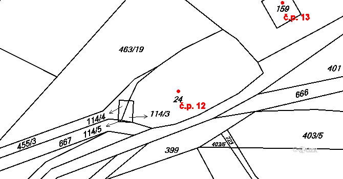 Řepčice 12, Velké Popovice na parcele st. 24 v KÚ Mokřany u Velkých Popovic, Katastrální mapa