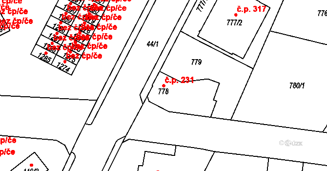 Děčín XXXII-Boletice nad Labem 231, Děčín na parcele st. 778 v KÚ Boletice nad Labem, Katastrální mapa
