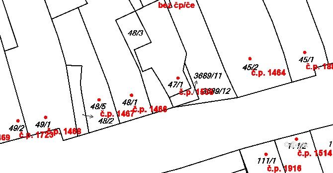 Břeclav 1536 na parcele st. 47/1 v KÚ Břeclav, Katastrální mapa