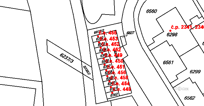 Líšeň 462, Brno na parcele st. 6355 v KÚ Líšeň, Katastrální mapa