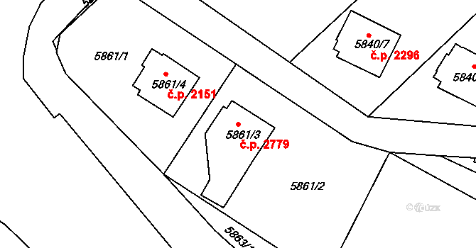 Frýdek 2779, Frýdek-Místek na parcele st. 5861/3 v KÚ Frýdek, Katastrální mapa