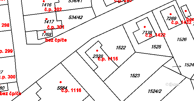Mladá Boleslav III 1115, Mladá Boleslav na parcele st. 2328 v KÚ Mladá Boleslav, Katastrální mapa