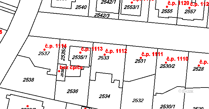 Horní Počernice 1112, Praha na parcele st. 2533 v KÚ Horní Počernice, Katastrální mapa