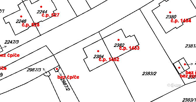 Nusle 1452, Praha na parcele st. 2384 v KÚ Nusle, Katastrální mapa