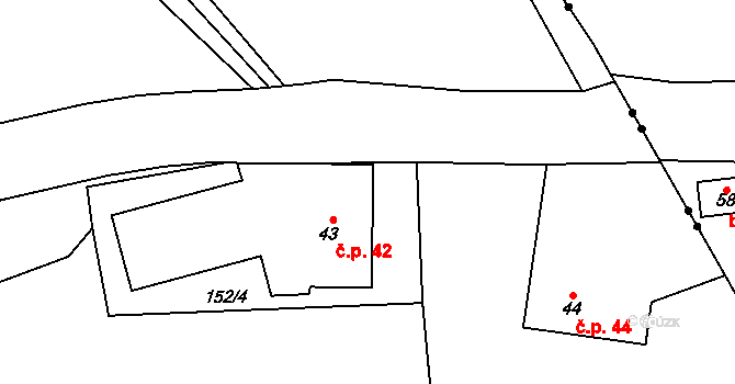 Lhota 42, Trutnov na parcele st. 43 v KÚ Lhota u Trutnova, Katastrální mapa