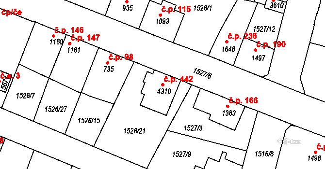 Kryblice 442, Trutnov na parcele st. 4310 v KÚ Trutnov, Katastrální mapa