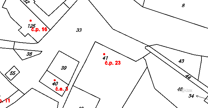 Jílové 23, Hodkovice nad Mohelkou na parcele st. 41 v KÚ Jílové u Hodkovic nad Mohelkou, Katastrální mapa