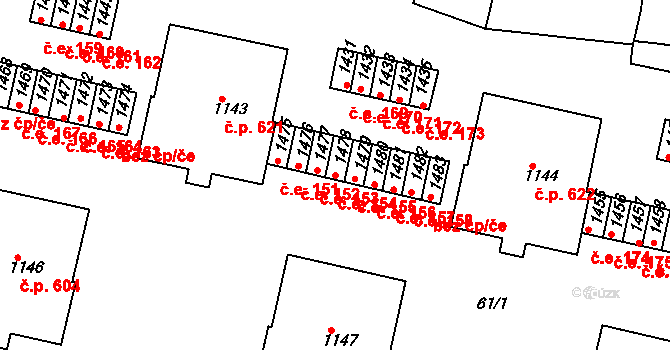 Rosice 154 na parcele st. 1478 v KÚ Rosice u Brna, Katastrální mapa