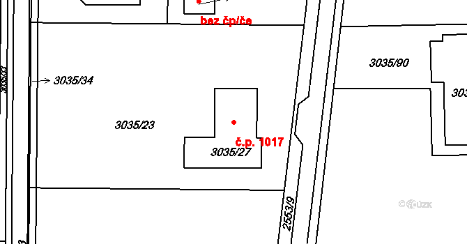 Valtice 1017 na parcele st. 3035/27 v KÚ Valtice, Katastrální mapa