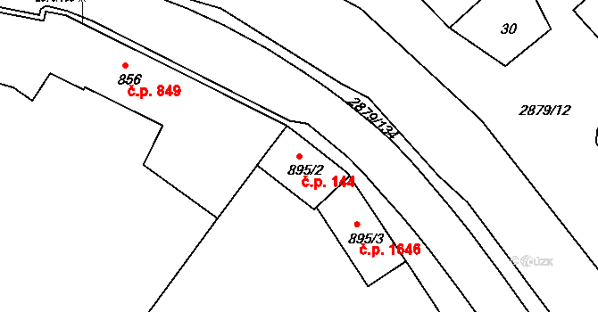 Bystřice pod Hostýnem 144 na parcele st. 895/2 v KÚ Bystřice pod Hostýnem, Katastrální mapa