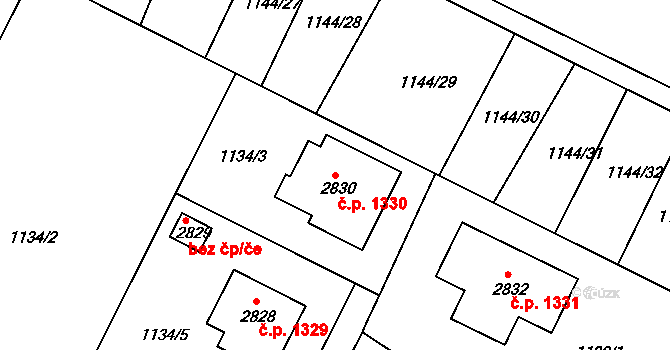 Prachatice II 1330, Prachatice na parcele st. 2830 v KÚ Prachatice, Katastrální mapa