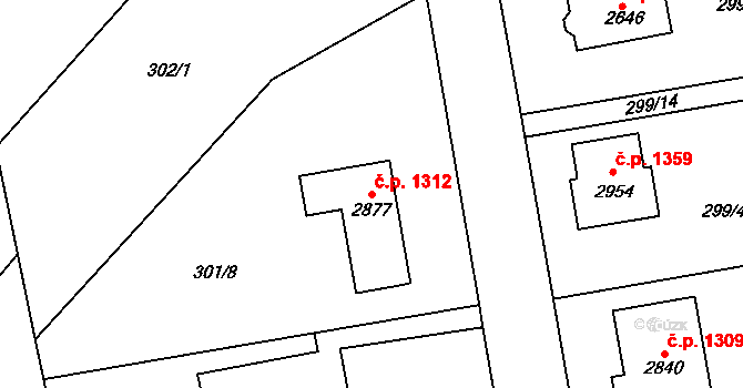 Litovel 1312 na parcele st. 2877 v KÚ Litovel, Katastrální mapa