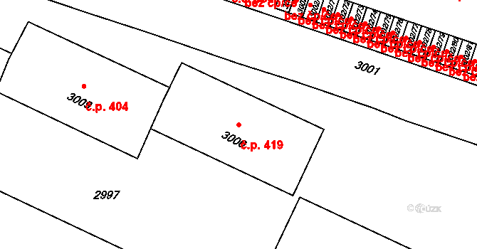 Předměstí 419, Litoměřice na parcele st. 3000 v KÚ Litoměřice, Katastrální mapa