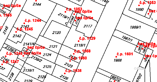 Předměstí 1129, Litoměřice na parcele st. 2118/1 v KÚ Litoměřice, Katastrální mapa