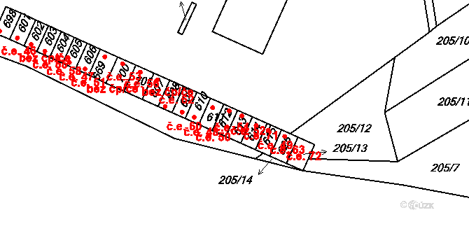 Luka nad Jihlavou 54 na parcele st. 611 v KÚ Luka nad Jihlavou, Katastrální mapa