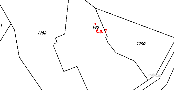 Jestřebice 7, Heřmaničky na parcele st. 143 v KÚ Arnoštovice, Katastrální mapa