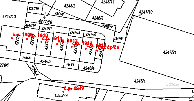 Boskovice 38311615 na parcele st. 4247/8 v KÚ Boskovice, Katastrální mapa