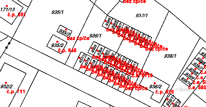 Ústí nad Labem 38855615 na parcele st. 936/3 v KÚ Bukov, Katastrální mapa