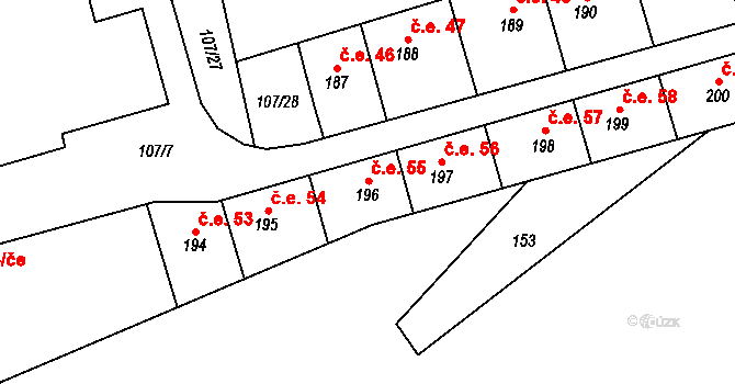 Suchá Rudná 55, Světlá Hora na parcele st. 196 v KÚ Suchá Rudná, Katastrální mapa