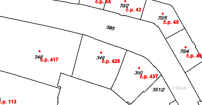 Město 426, Opava na parcele st. 349 v KÚ Opava-Město, Katastrální mapa