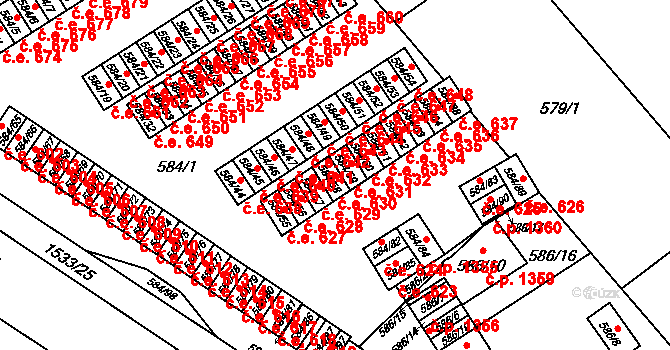 Ráj 630, Karviná na parcele st. 584/58 v KÚ Ráj, Katastrální mapa