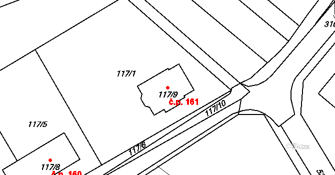 Slup 161 na parcele st. 117/9 v KÚ Slup, Katastrální mapa