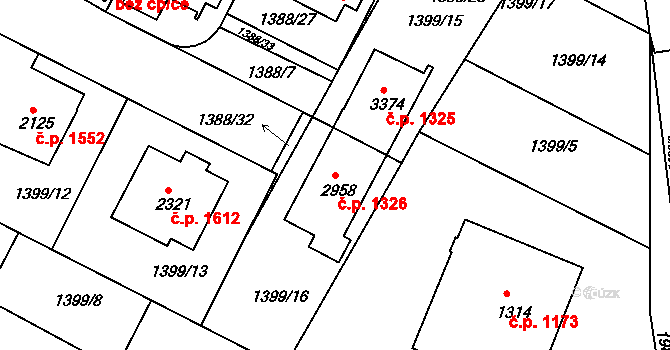 Slaný 1326 na parcele st. 2958 v KÚ Slaný, Katastrální mapa
