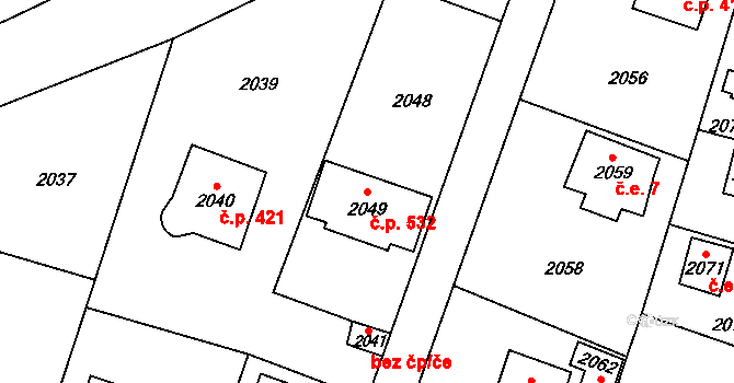 Dobřichovice 532 na parcele st. 2049 v KÚ Dobřichovice, Katastrální mapa