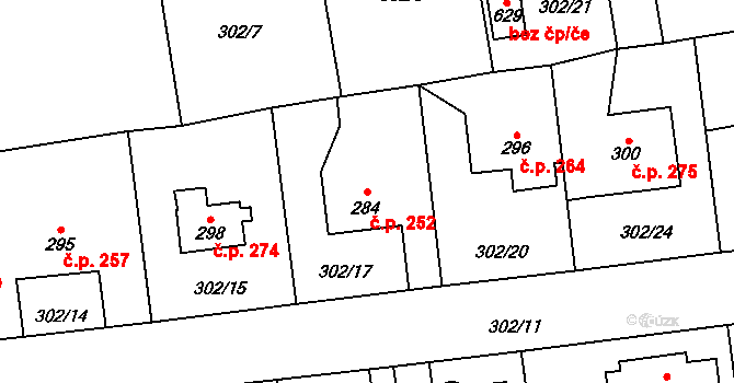 Velká Ves 252, Broumov na parcele st. 284 v KÚ Velká Ves u Broumova, Katastrální mapa