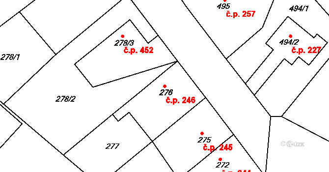 Jakubské Předměstí 246, Jaroměř na parcele st. 276 v KÚ Jaroměř, Katastrální mapa