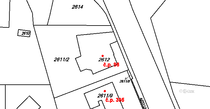 Cihelny 96, Jaroměř na parcele st. 2612 v KÚ Jaroměř, Katastrální mapa