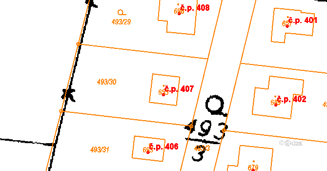 Nasavrky 407 na parcele st. 655 v KÚ Nasavrky, Katastrální mapa