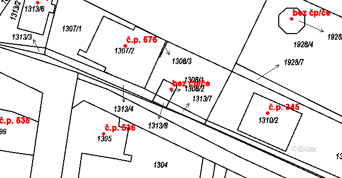 Dobrovice 80020615 na parcele st. 1308/2 v KÚ Dobrovice, Katastrální mapa