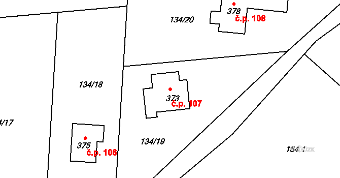 Kociánov 107, Loučná nad Desnou na parcele st. 373 v KÚ Kociánov, Katastrální mapa