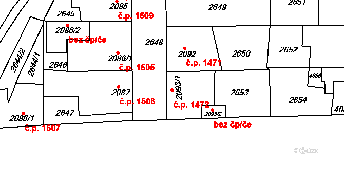 Havlíčkův Brod 1472 na parcele st. 2093/1 v KÚ Havlíčkův Brod, Katastrální mapa