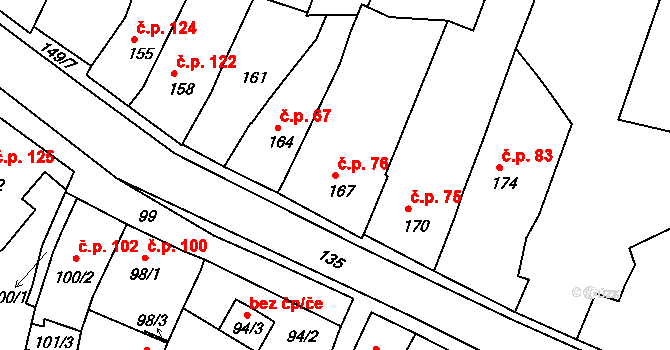 Slížany 76, Morkovice-Slížany na parcele st. 167 v KÚ Slížany, Katastrální mapa