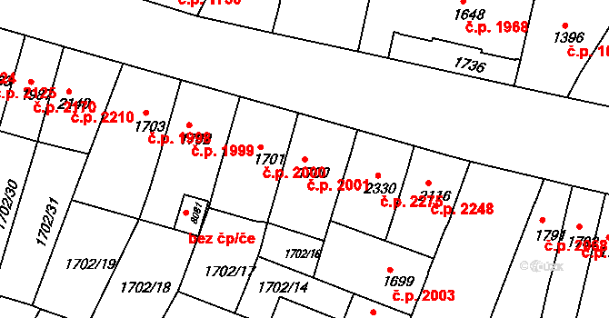 Kroměříž 2001 na parcele st. 1700 v KÚ Kroměříž, Katastrální mapa