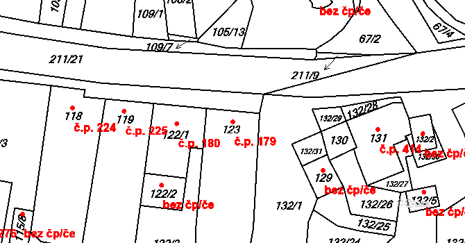 Hodonice 179 na parcele st. 123 v KÚ Hodonice, Katastrální mapa
