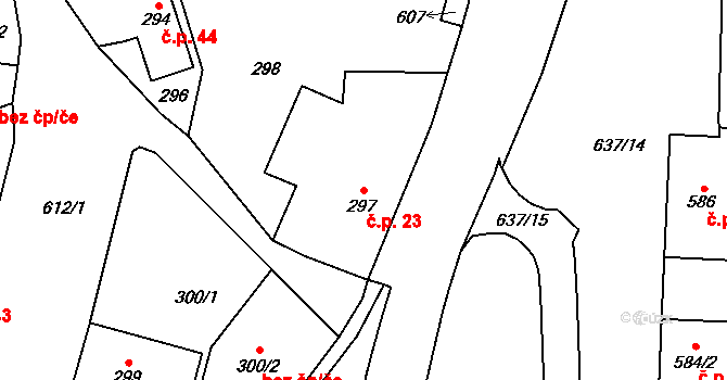 Kaňk 23, Kutná Hora na parcele st. 297 v KÚ Kaňk, Katastrální mapa