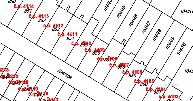 Jihlava 4108 na parcele st. 856 v KÚ Bedřichov u Jihlavy, Katastrální mapa
