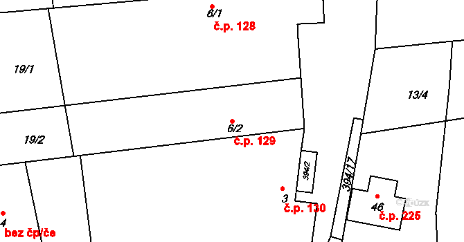 Moravská Huzová 129, Štěpánov na parcele st. 6/2 v KÚ Stádlo, Katastrální mapa