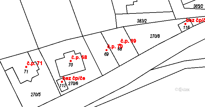 Litochovice nad Labem 70, Prackovice nad Labem na parcele st. 69 v KÚ Litochovice nad Labem, Katastrální mapa