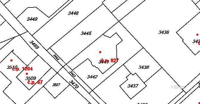 Město 927, Orlová na parcele st. 3441 v KÚ Orlová, Katastrální mapa