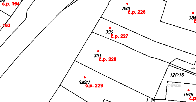 Hořice 228 na parcele st. 391 v KÚ Hořice v Podkrkonoší, Katastrální mapa