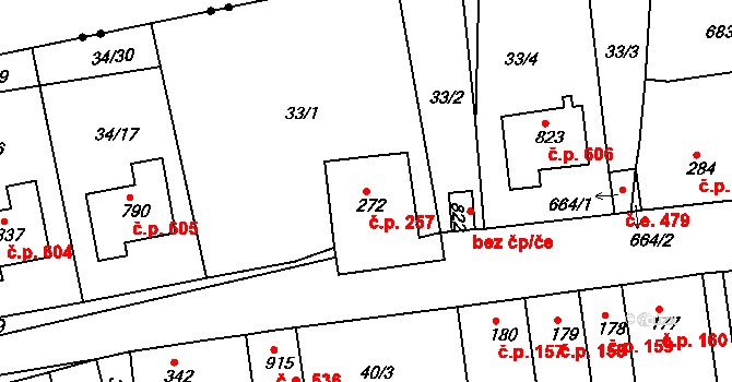 Bohosudov 257, Krupka na parcele st. 272 v KÚ Bohosudov, Katastrální mapa